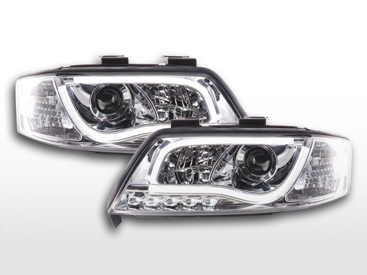 Scheinwerfer Set Daylight LED TFL-Optik Audi A6 Typ 4B 97-01 chrom Scheinwerfer Set Daylight LED TFL-Optik Audi A6 Typ 4B 97-01 chrom